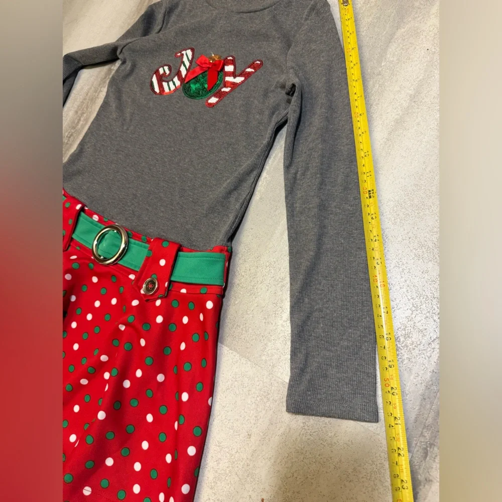 beautiful Christmas dress Gray and Red Polka Dot Dress